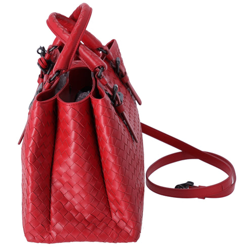 BOTTEGA VENETA Small Rome Bag Handbag Red Leather